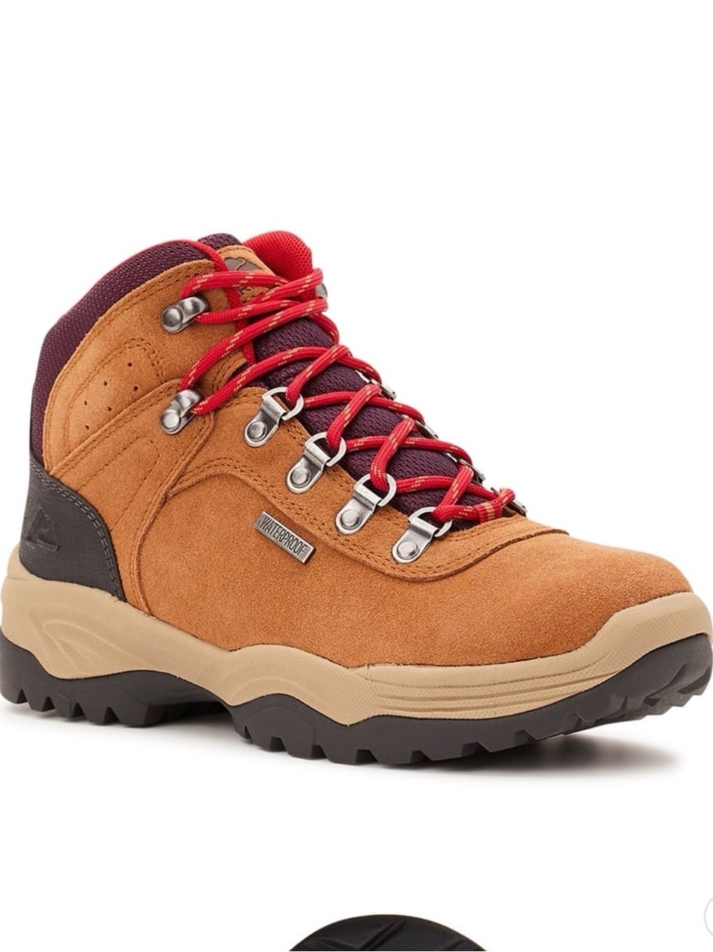 Womens Brown Suede Hiking Boots with Red Laces waterproof